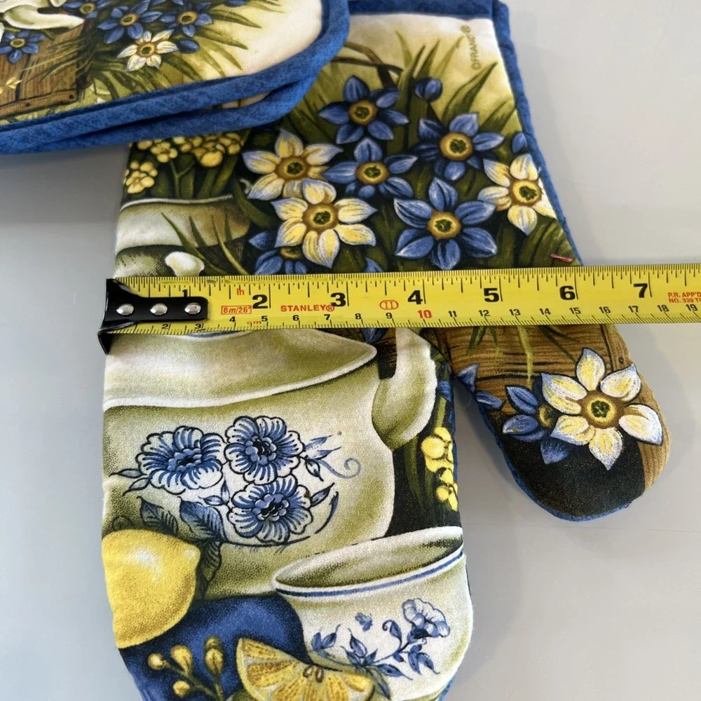 Kitchen Pot Holder  Oven Mitt‎ Set Vintage Franco Teapot